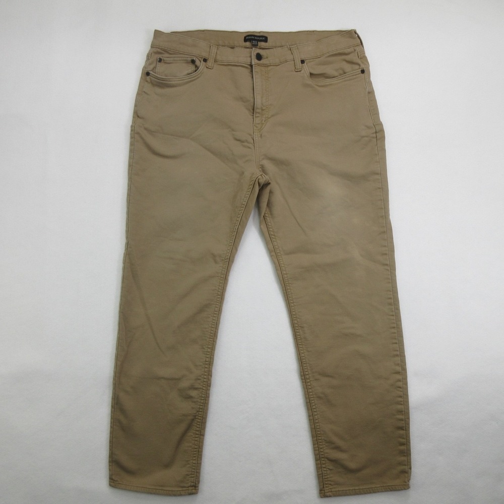 Banana Republic Mens Pants 38X28 (Tag40x32) Beige Slim 5 Pocket Stretch